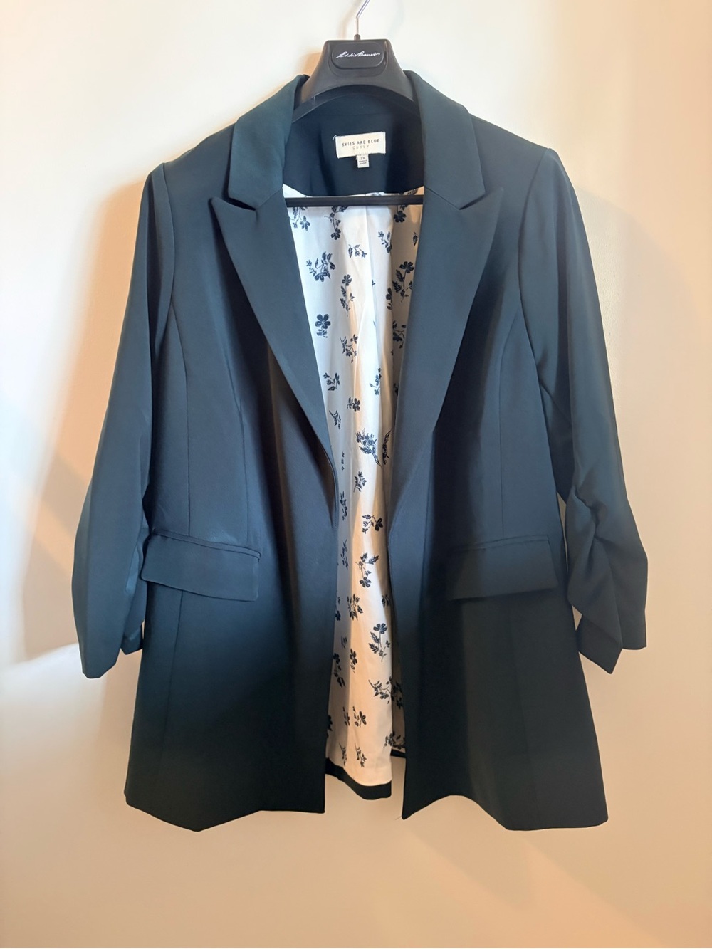 Skies Are Blue Dark Green Blazer with Floral Lining